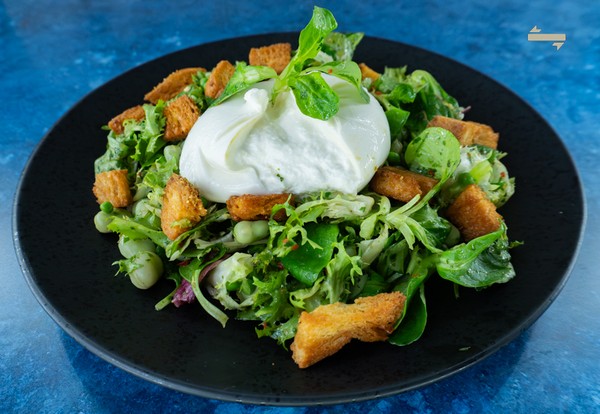 Tuinbonen-erwtensalade met burrata